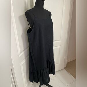 Bryn Walker Black pure linen sundress size M beach cruise vacation lunch
